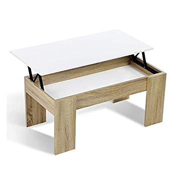 Table basse relevable bois blanc