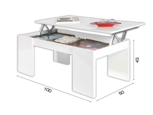 Kendra table basse grise plateau relevable