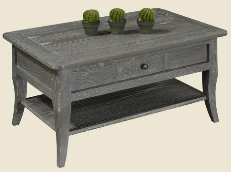 Table basse fer et bois rectangulaire