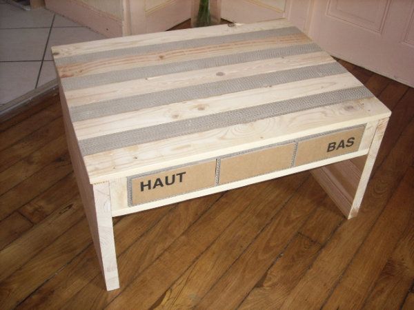 Table basse palette bois et carton