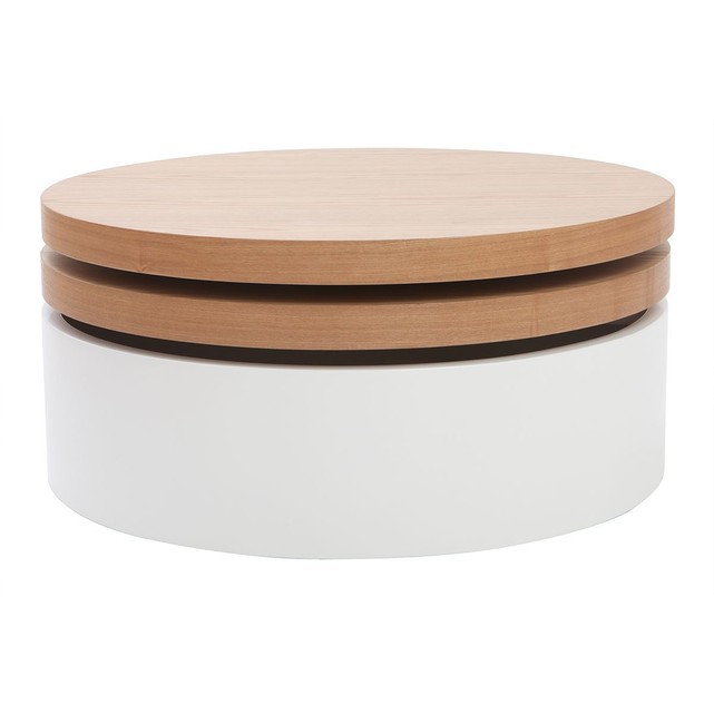Table basse ronde avec plateau bois