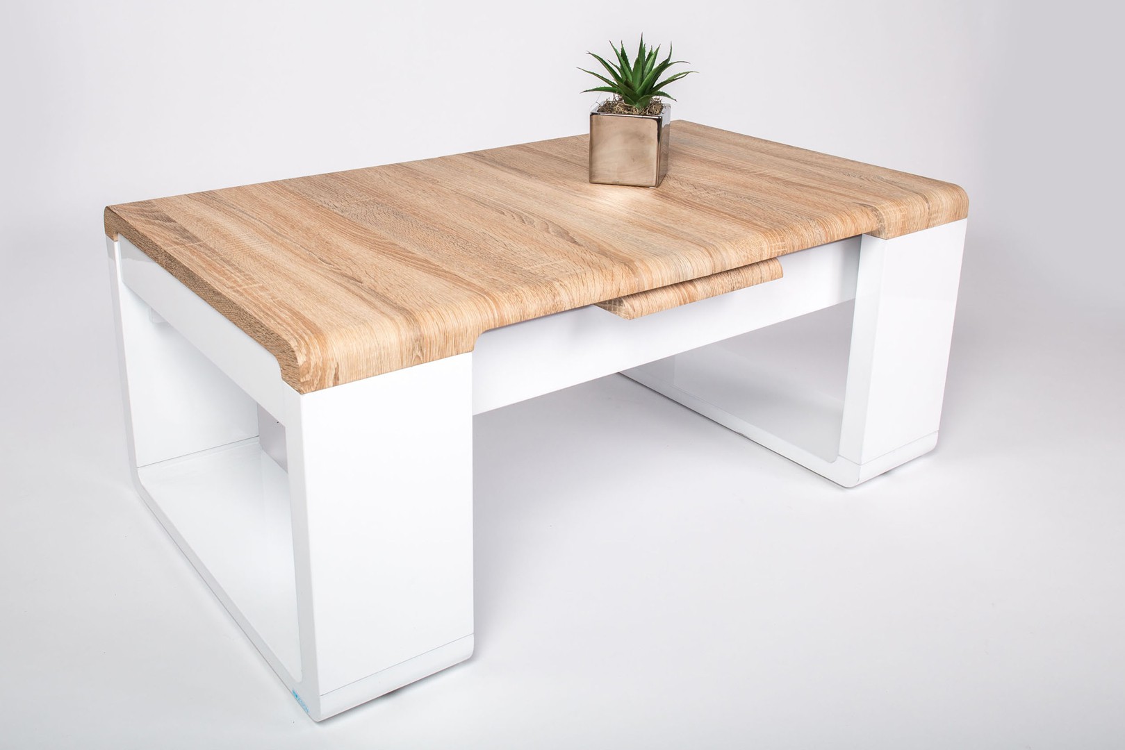 Table basse laqué blanc et bois