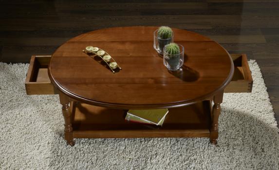 Table basse bois massif ovale