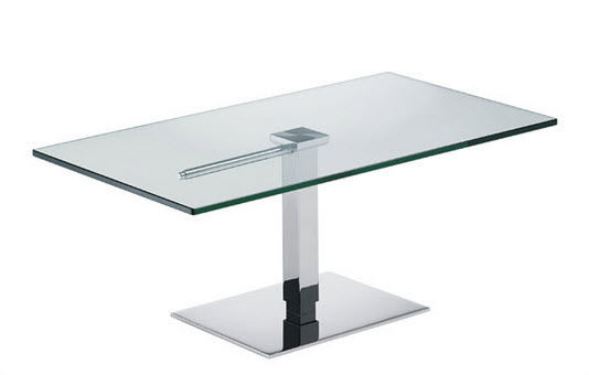 Table basse en verre réglable en hauteur