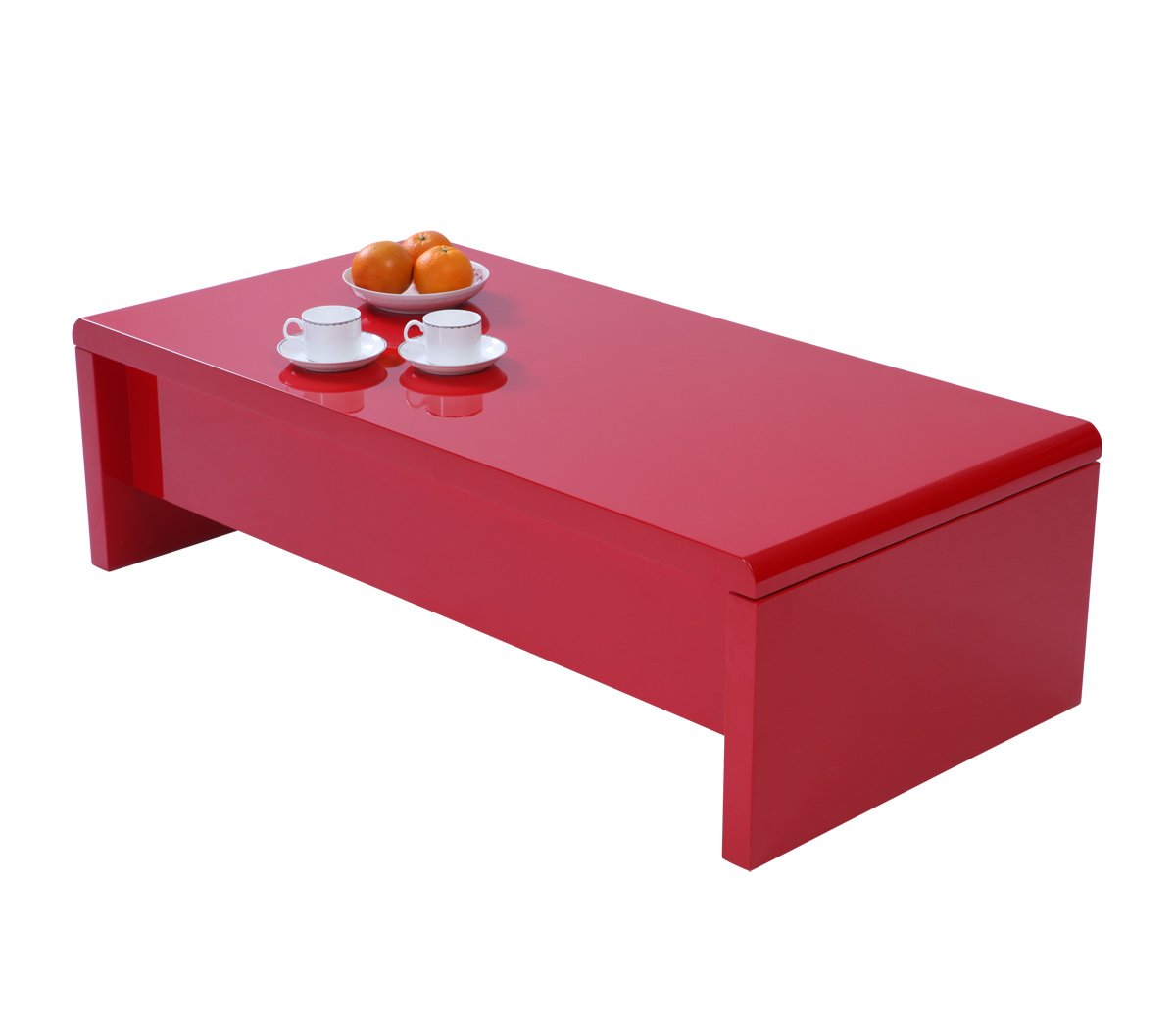 Table basse design relevable laquée rouge lola