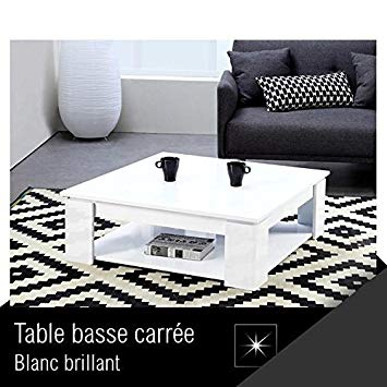 Manhattan table basse carrée noir brillant