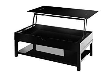 Table basse relevable noire laquee