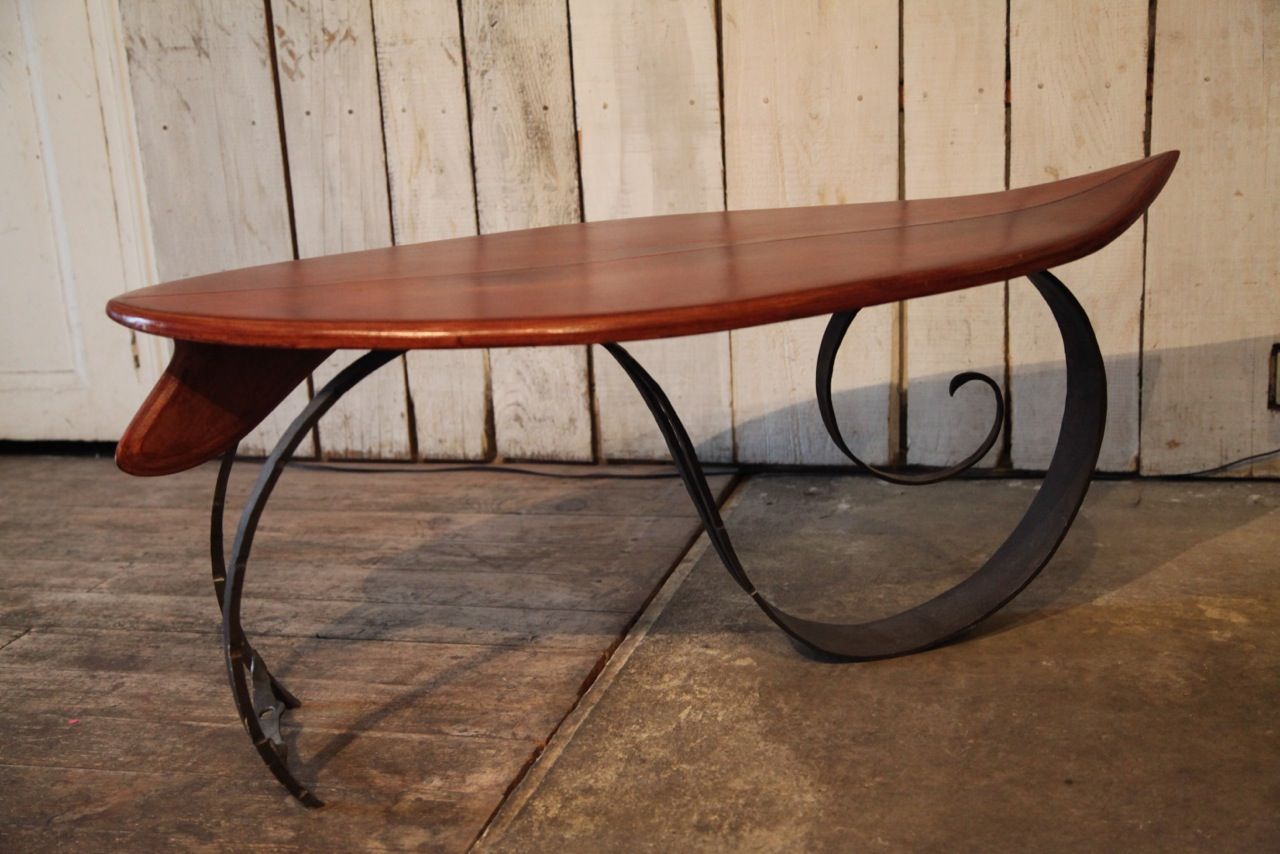 Table basse en bois+pied en fer forgé