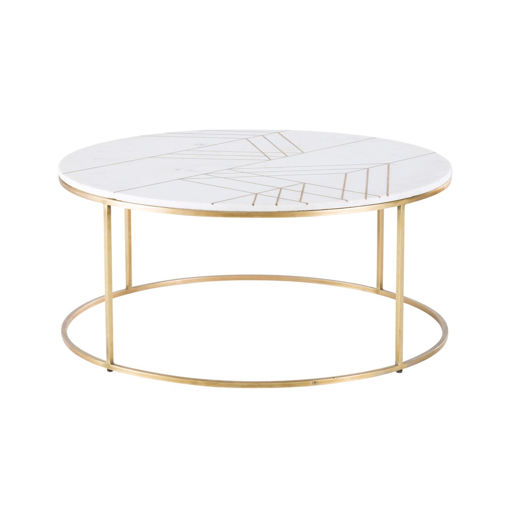 Table basse marbre pied laiton