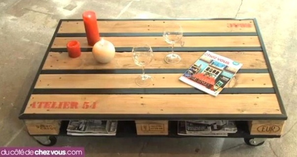 Fabriquer table basse avec palette roulettes