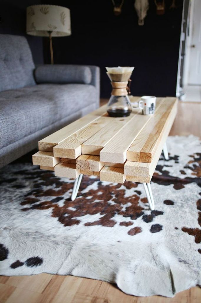 Table basse bois travaillé