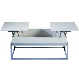 Table basse plateau relevable blanc laque