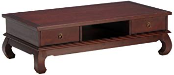 Table basse bois exotique 4 tiroirs