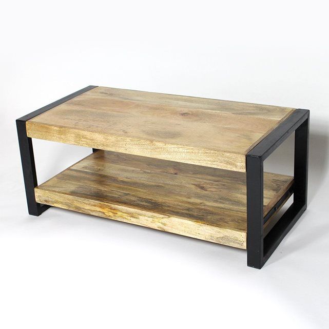 Petite table basse metal et bois