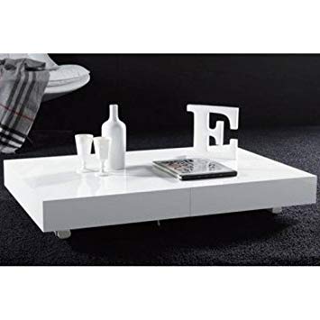Table basse relevable extensible blanc