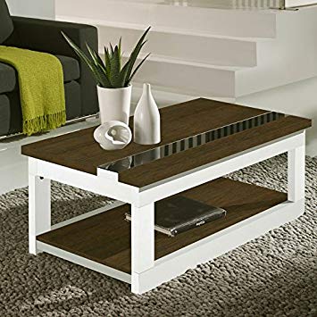 Table basse relevable bois foncé