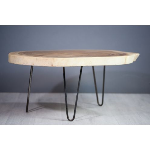 Table basse bois et fer 2 plateaux