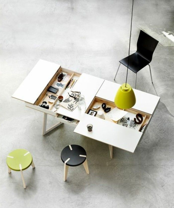 Table basse bois blanc rangement
