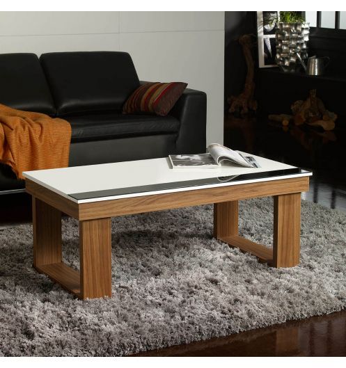 Table basse dessus bois pied blanc