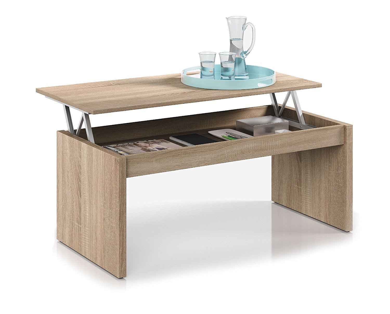 Table basse relevable extensible gris
