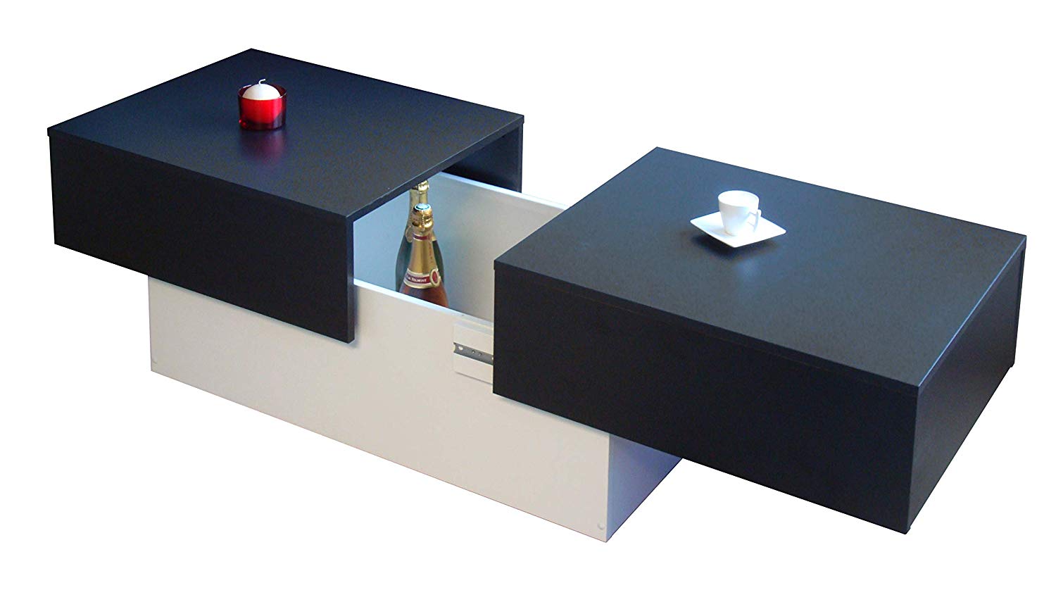 Berlioz creations lucky table basse bois noir haute brillance et prunier 123 x 42 x 55 cm