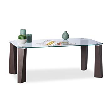 Table basse transparente pied bois
