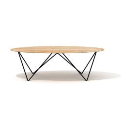Table basse bois metal ovale