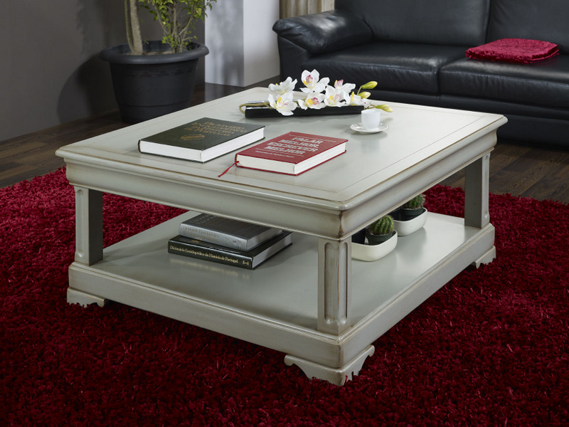 Table basse carrée bois gris