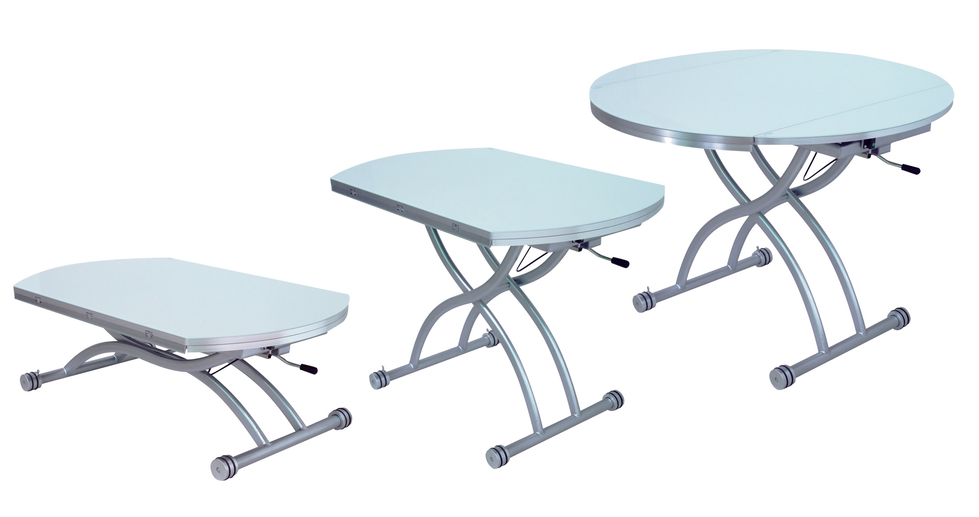 Table basse ronde relevable extensible noir rondo