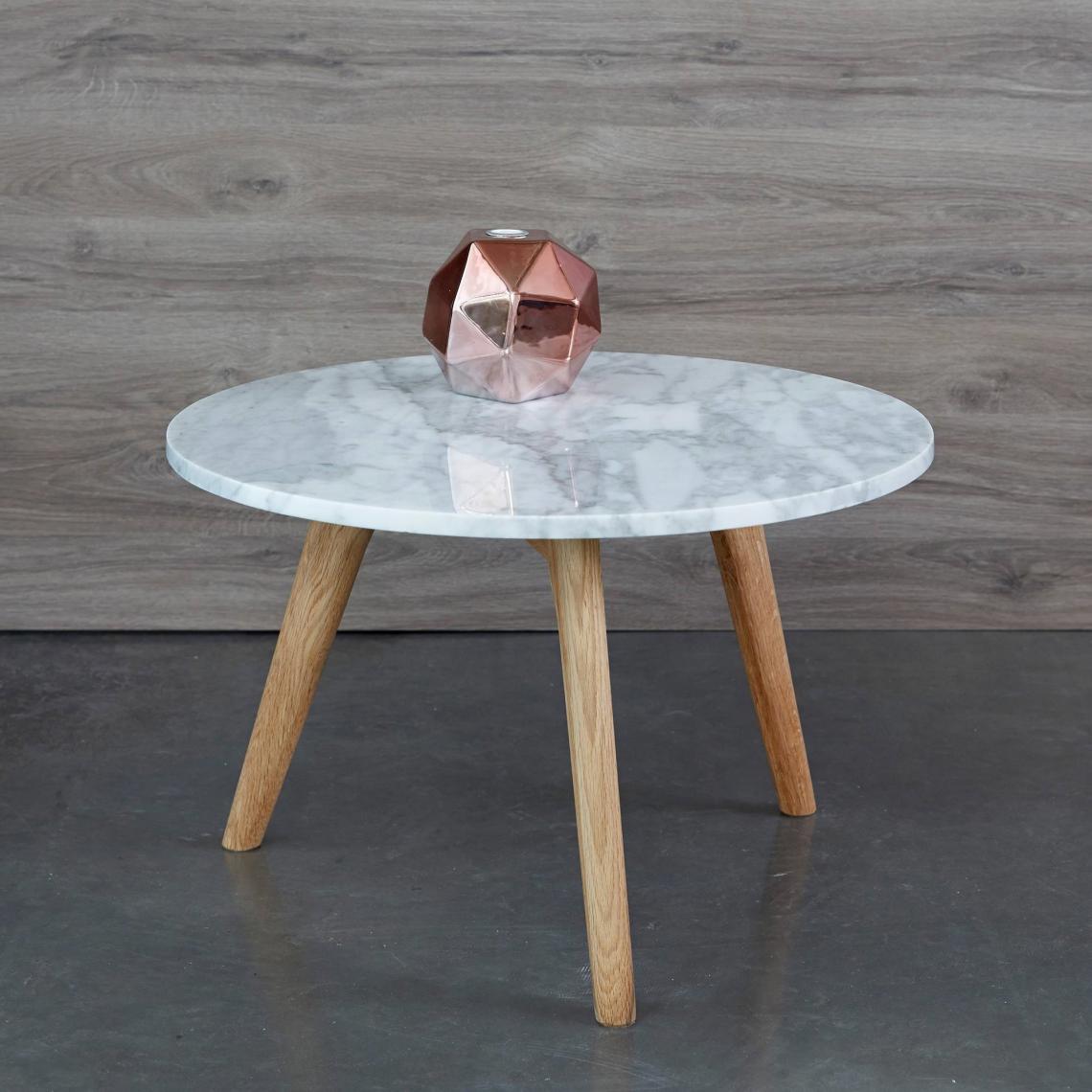 Table basse bois plateau marbre