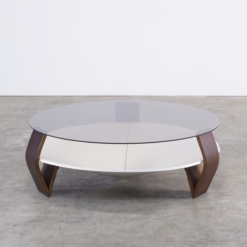 Table basse vintage bois double plateau