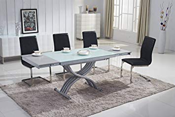 Table basse relevable zen - plateau en verre gris