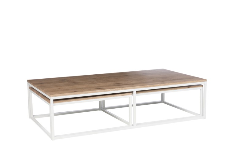 Table basse rectangulaire blanche et bois