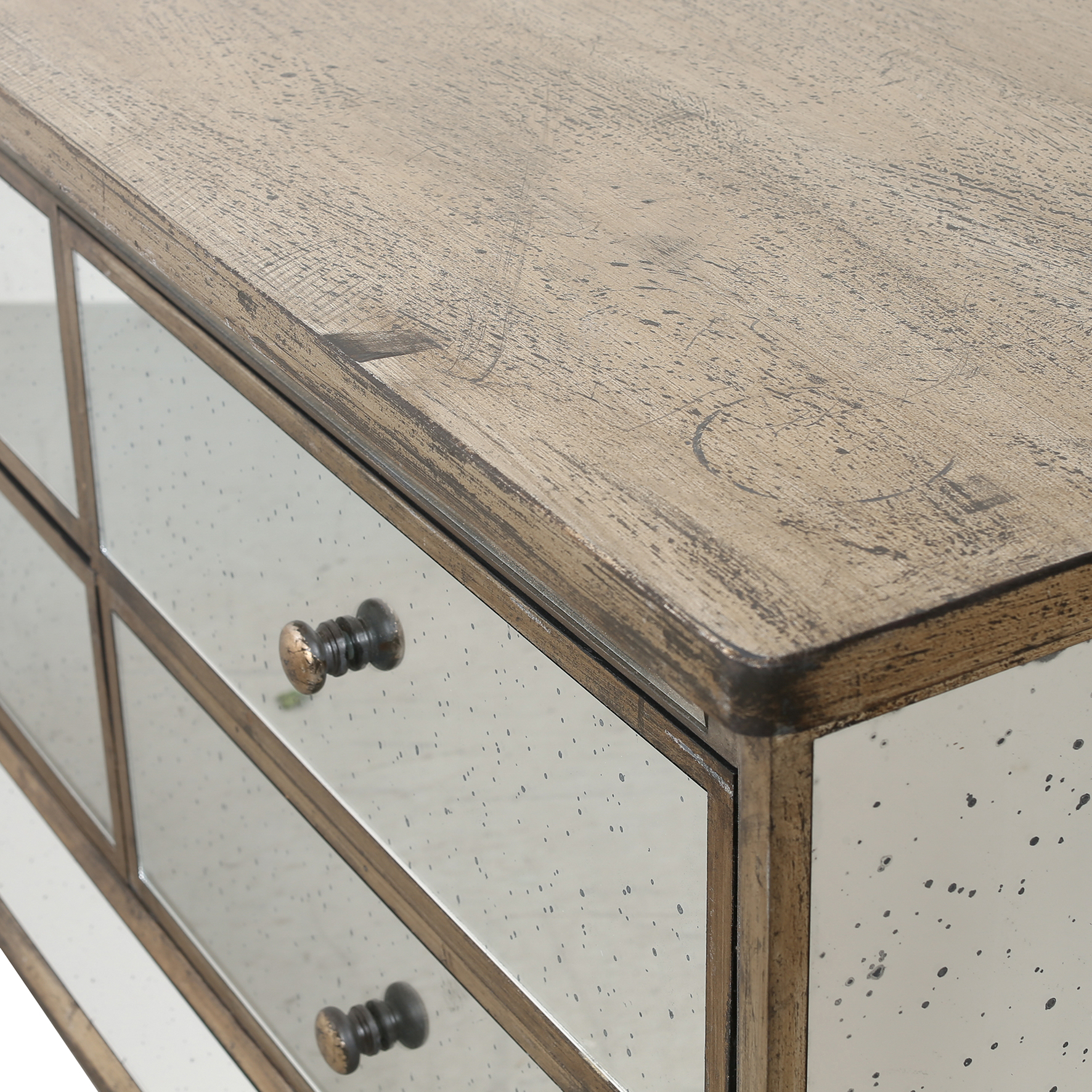 Table basse bois et miroir