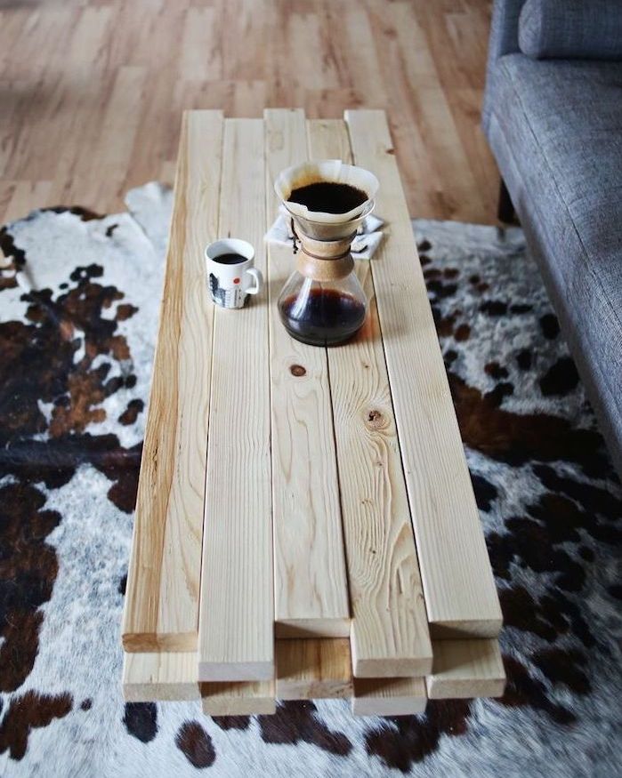 Table basse lattes bois