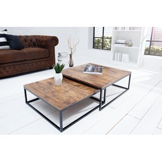 Table basse en bois massif palissandre avec rangement de bouteille à vin domus