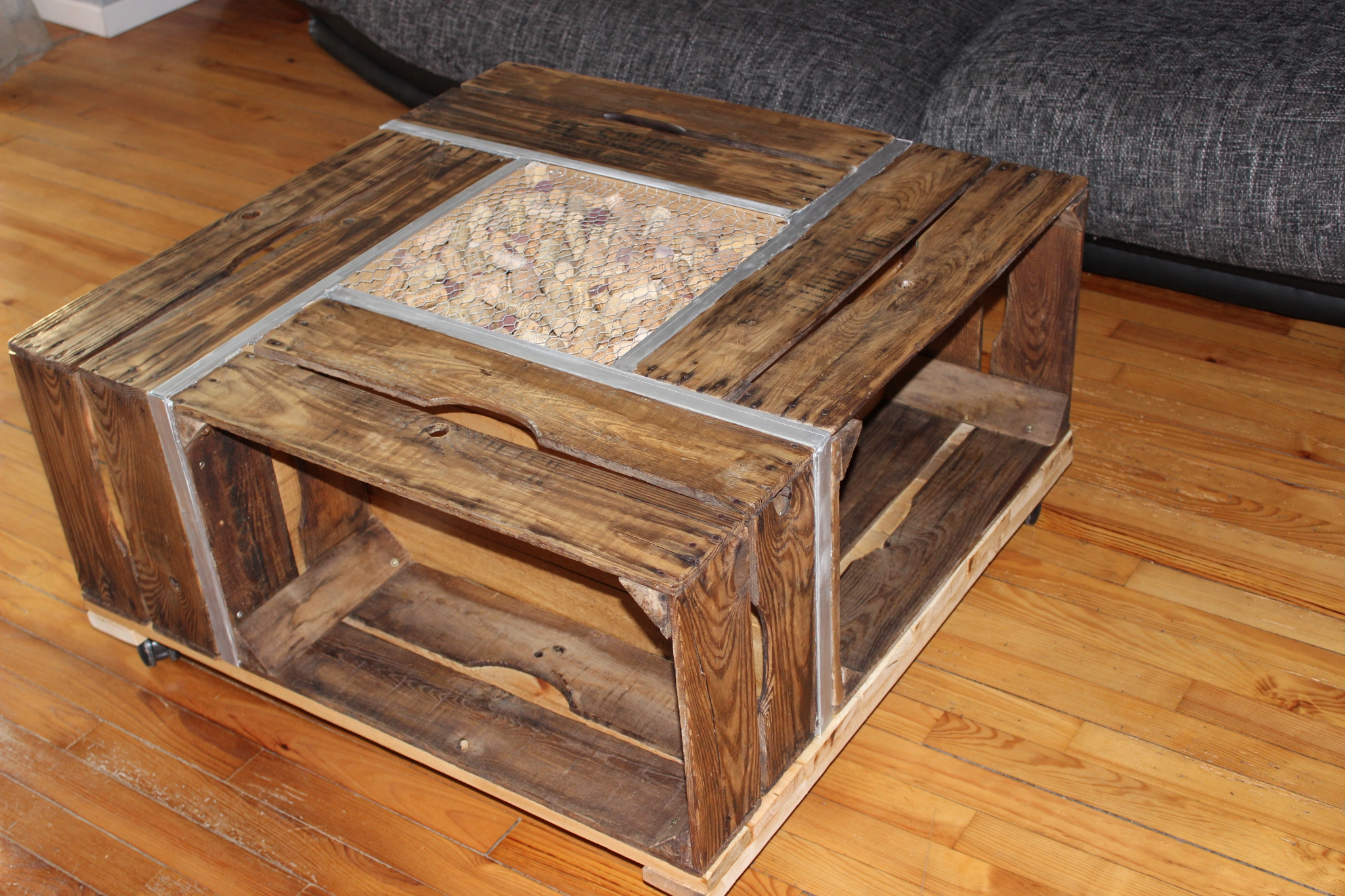 Table basse cagette palette