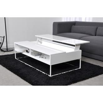 Table basse sur roulette avec rangement