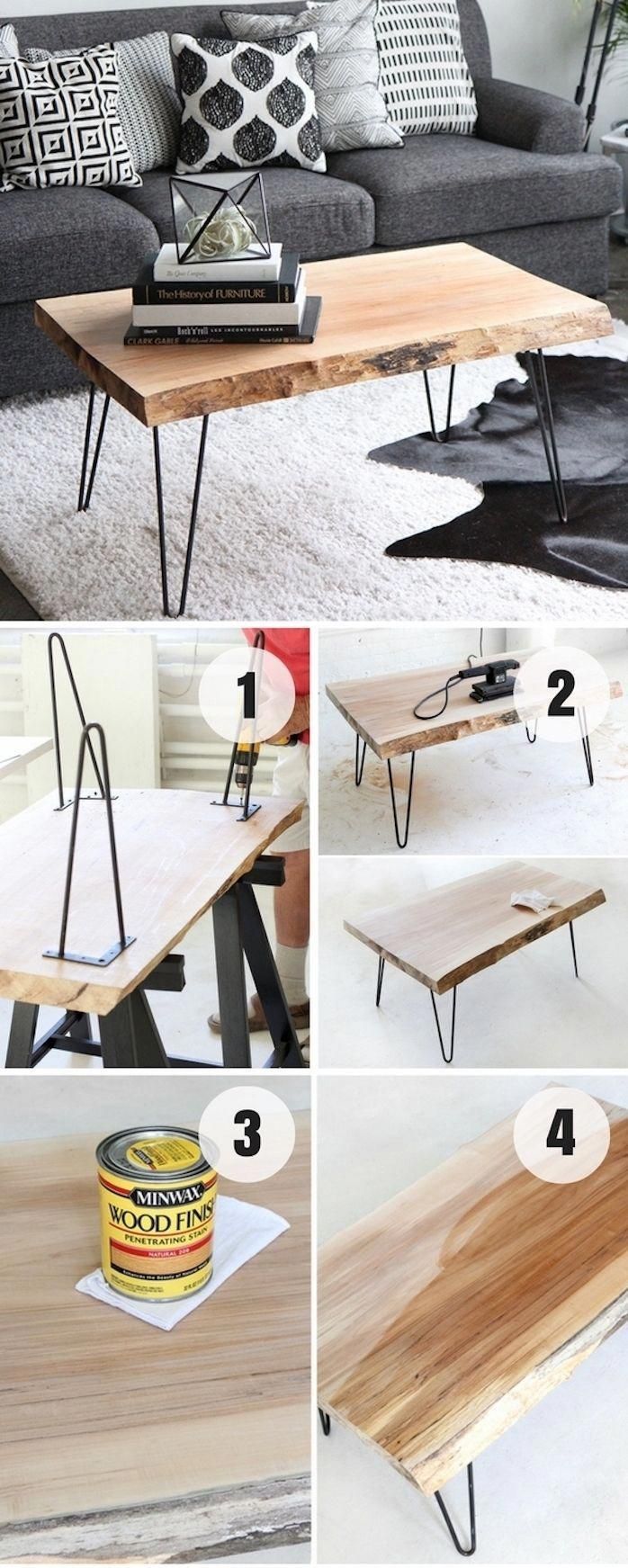 Table basse bois brut