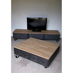 Table basse industrielle métal chariot