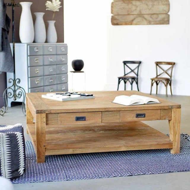 Table basse bois double