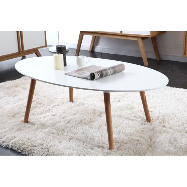 Table basse design bois naturel et blanche gilda