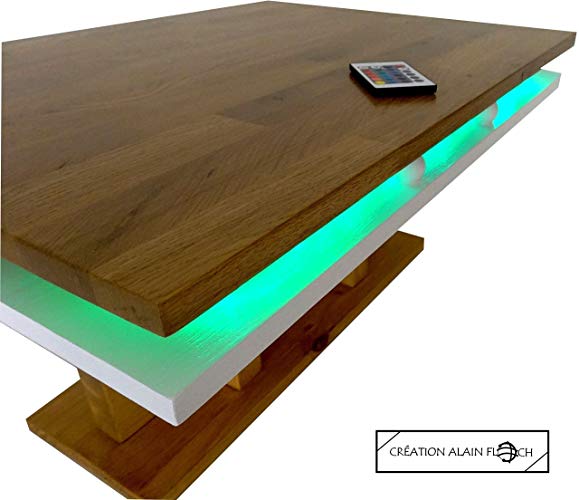 Table basse bois led