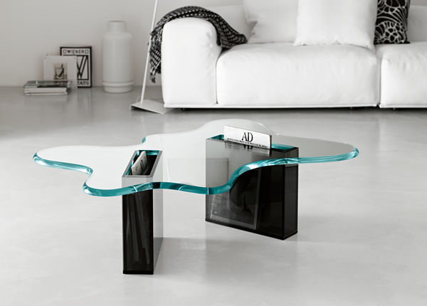 Table basse en verre splash