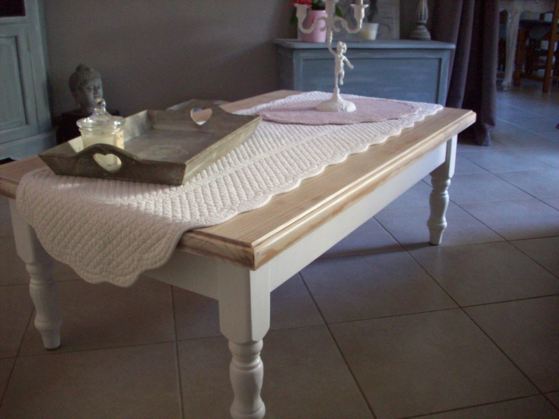 Table basse bois repeinte