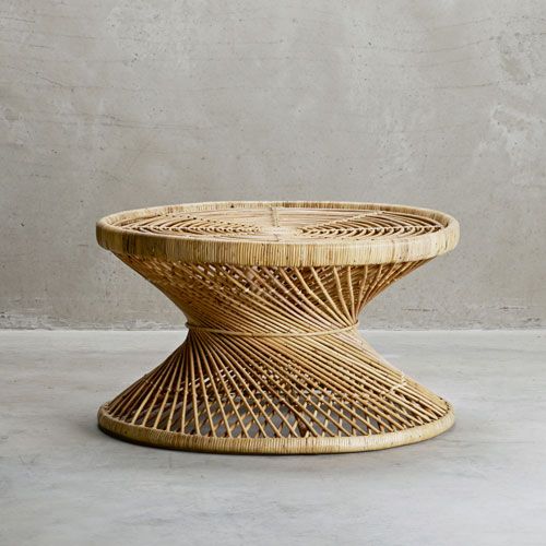 Table basse rotin naturel ronde