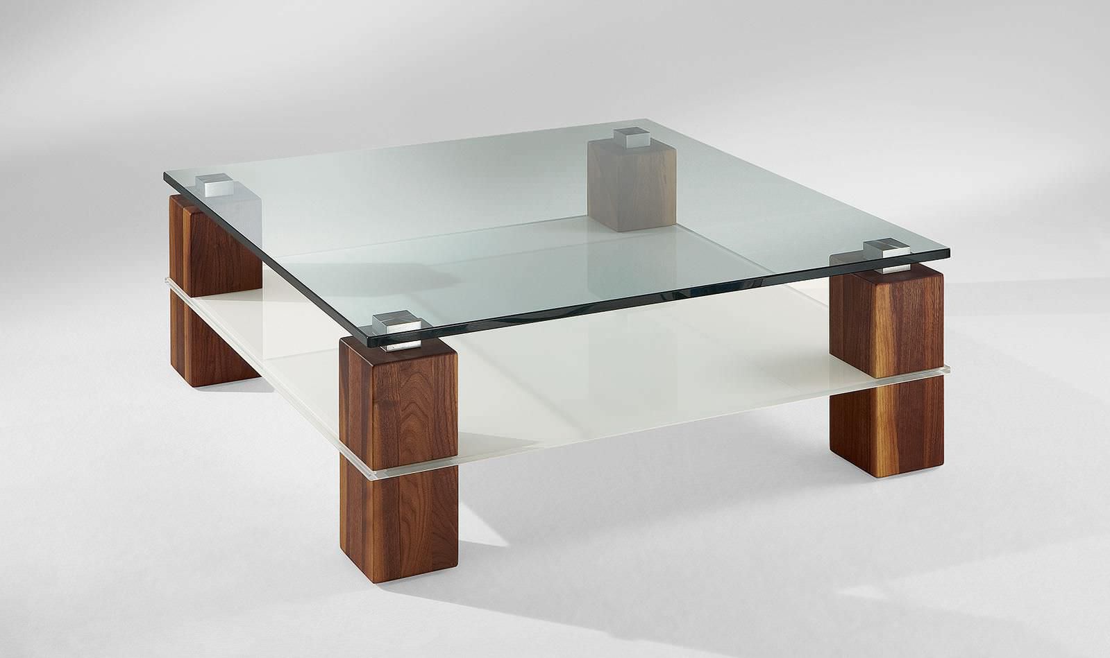 Table basse bois massif et verre