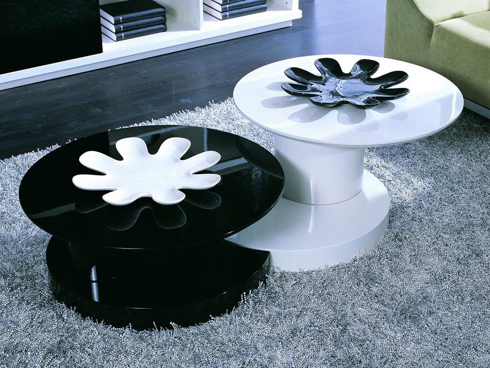 Table basse ronde laque noir
