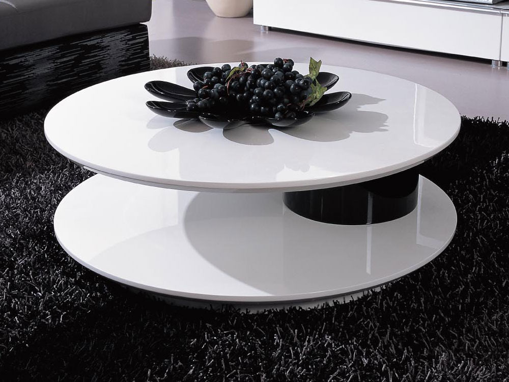 Table basse ronde blanc laqué