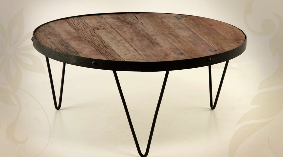 Table basse ronde fer forgé et verre